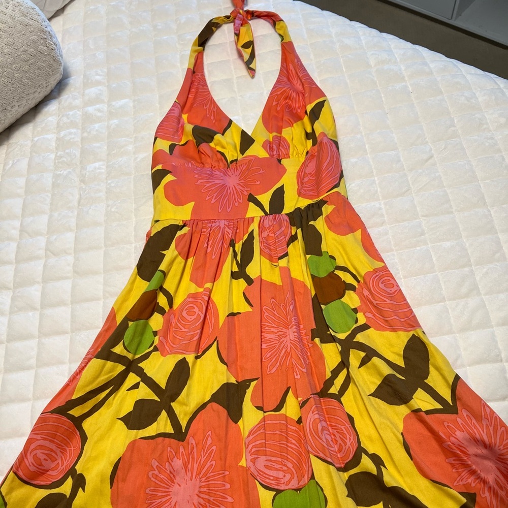 Trina Turk yellow and orange halter  sundress. Excellent condition, gently used.